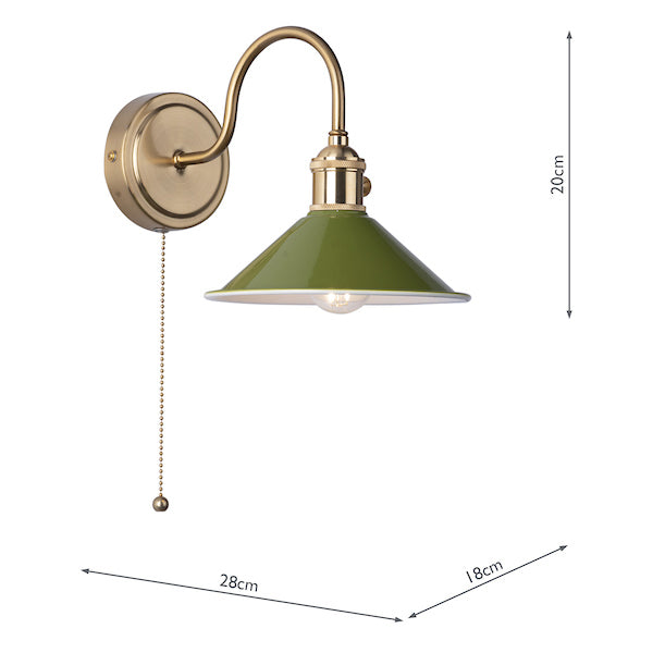 Dar Hadano Wall Light Natural Brass With Olive Green Shade – from Amos Lighting + Home