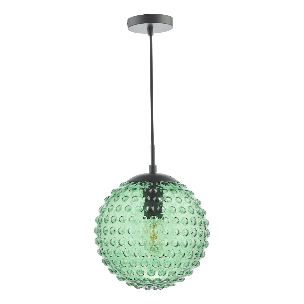 Dar Hobnail Pendant Matt Black & Green Glass – from Amos Lighting + Home