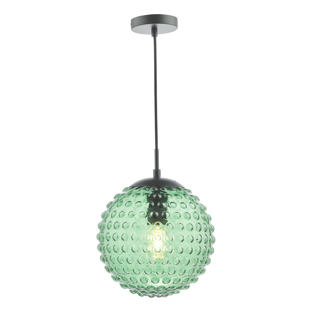 Dar Hobnail Pendant Matt Black & Green Glass – from Amos Lighting + Home