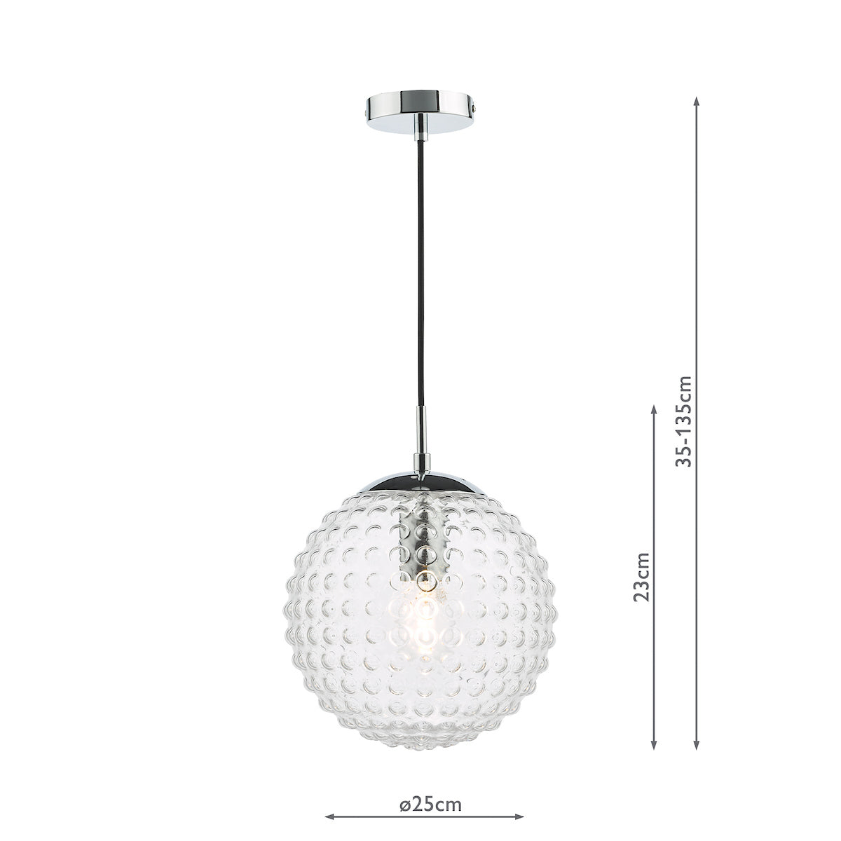 Dar Hobnail Pendant Polished Chrome & Clear Glass – from Amos Lighting + Home
