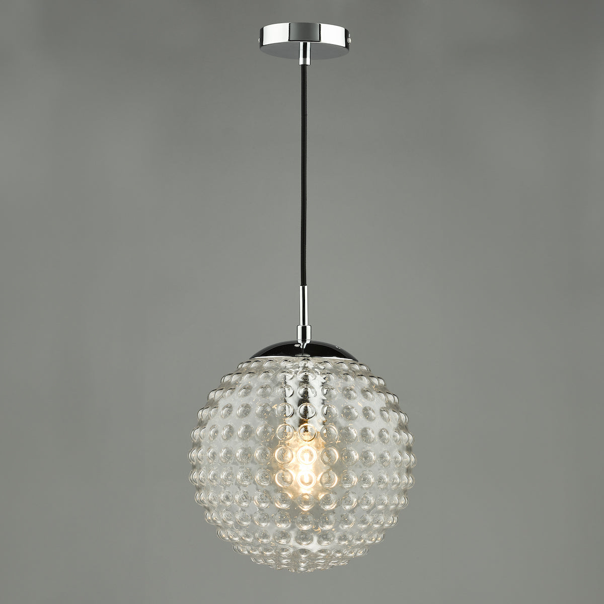 Dar Hobnail Pendant Polished Chrome & Clear Glass – from Amos Lighting + Home