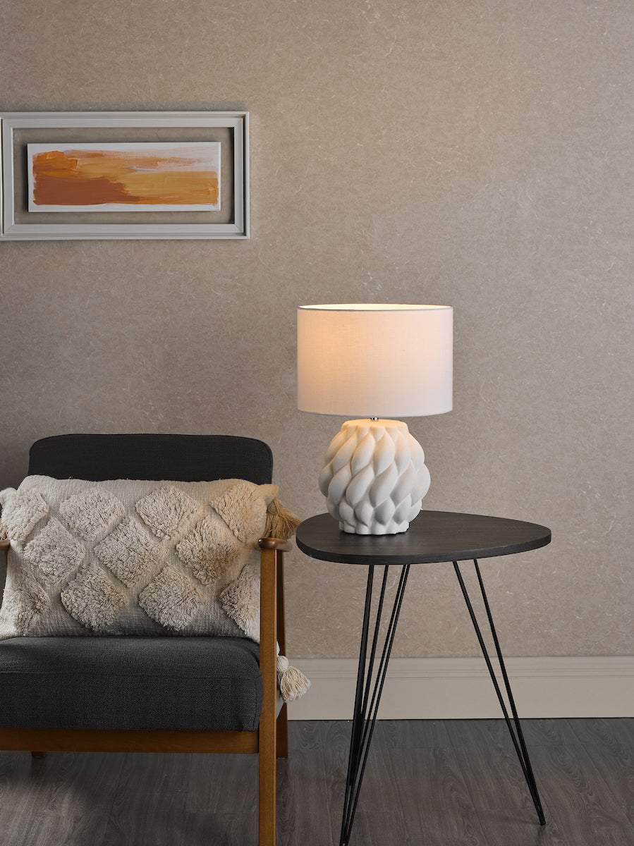 Dar Idonia Table Lamp White With Shade – from Amos Lighting + Home