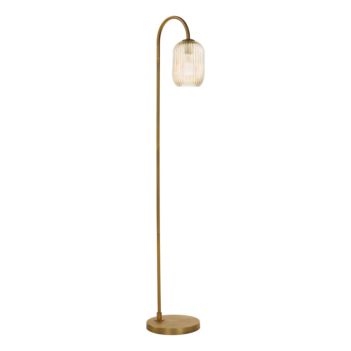 Dar Idra Floor Lamp Aged Bronze and Champagne Ribbed Glass – from Amos Lighting + Home