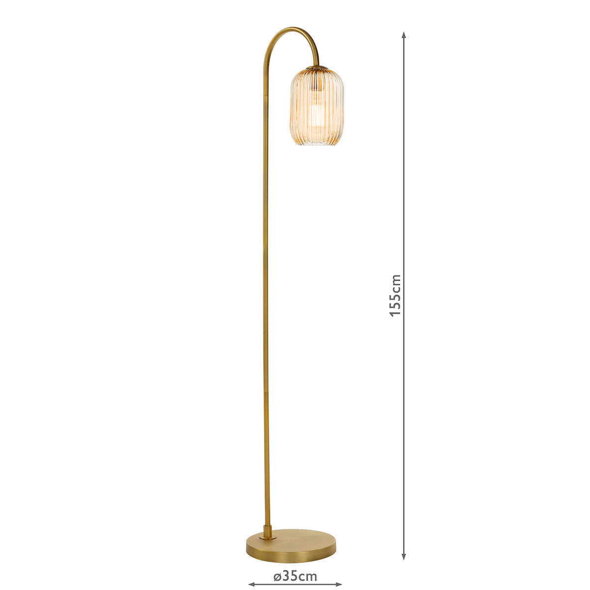 Dar Idra Floor Lamp Aged Bronze and Champagne Ribbed Glass – from Amos Lighting + Home