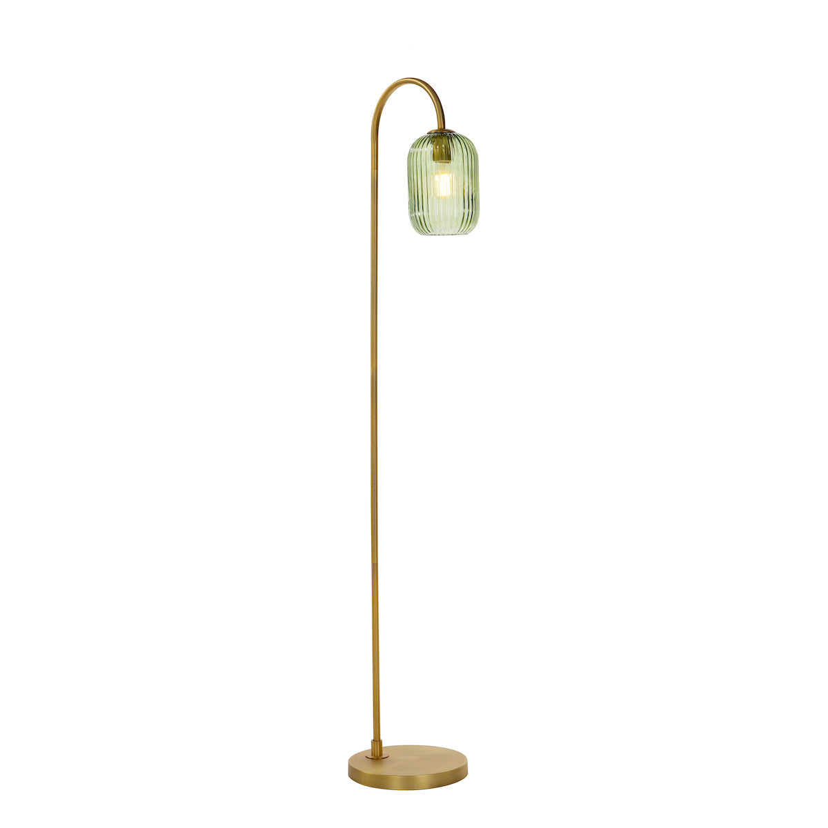 Dar Idra Floor Lamp Aged Bronze and Green Ribbed Glass – from Amos Lighting + Home
