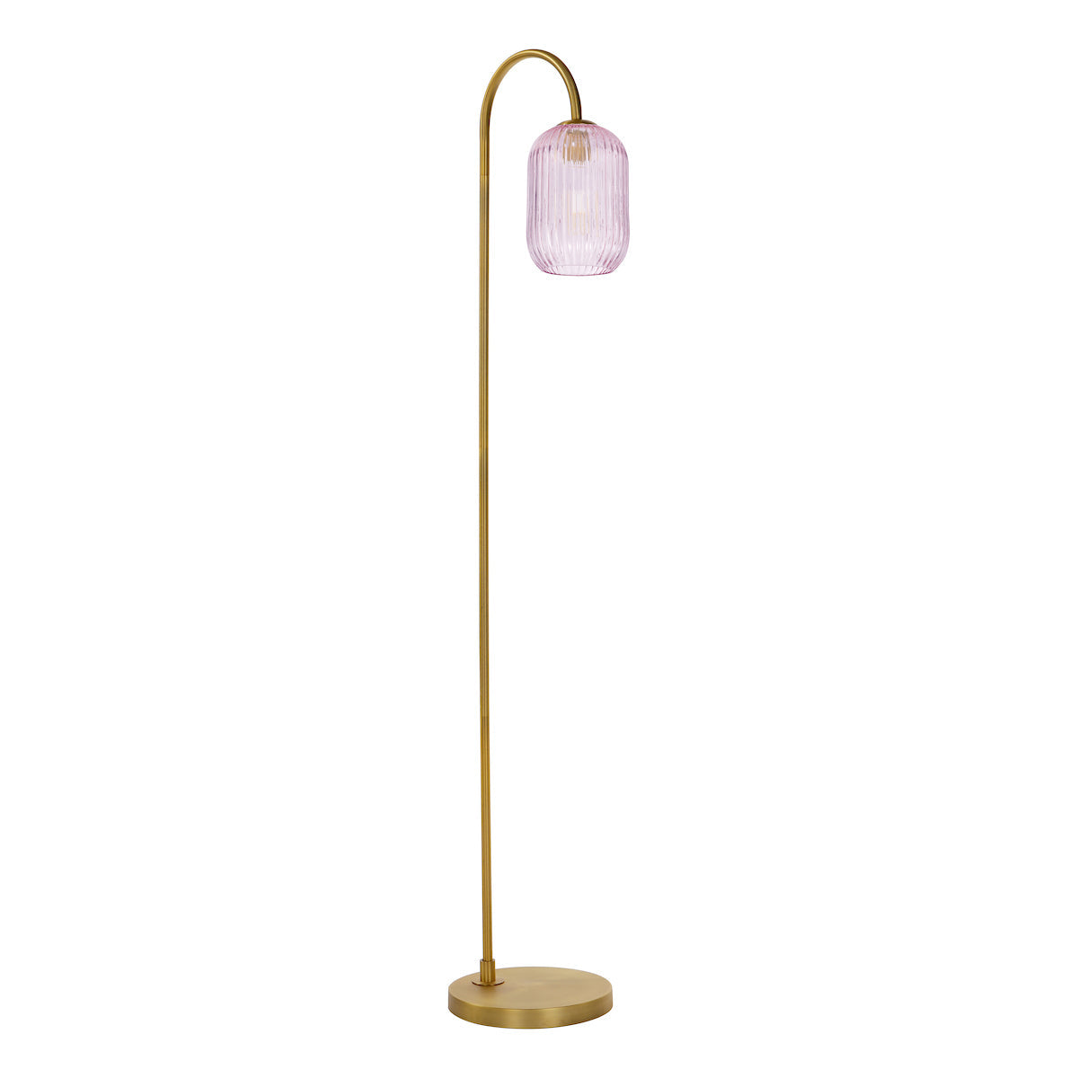 Dar Idra Floor Lamp Aged Bronze and Pink Ribbed Glass – from Amos Lighting + Home