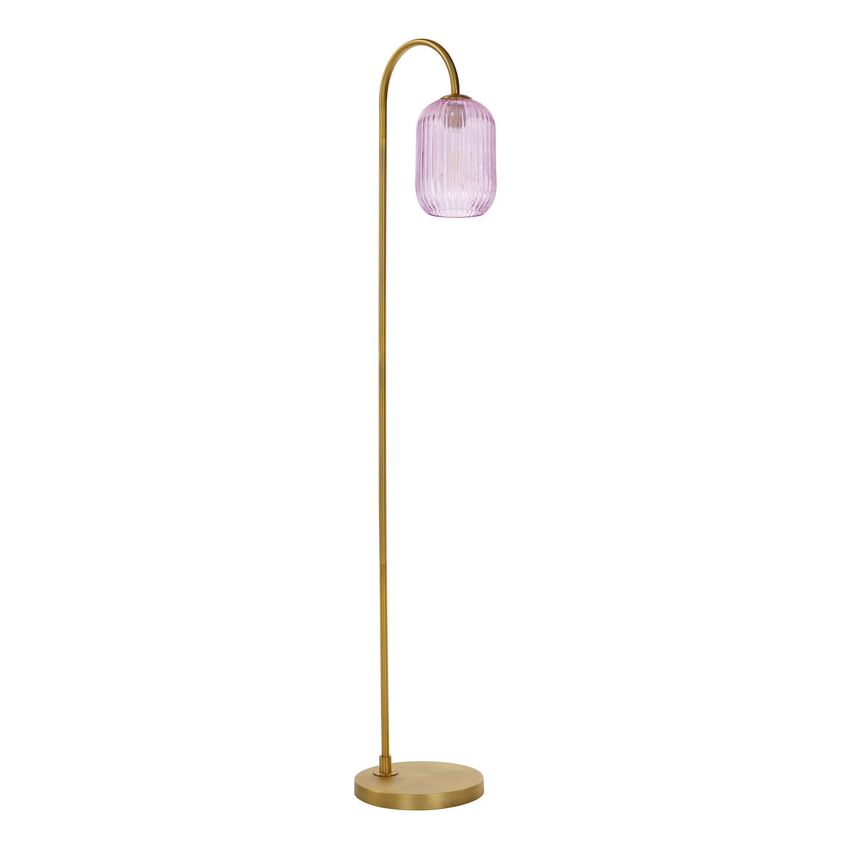 Dar Idra Floor Lamp Aged Bronze and Pink Ribbed Glass – from Amos Lighting + Home