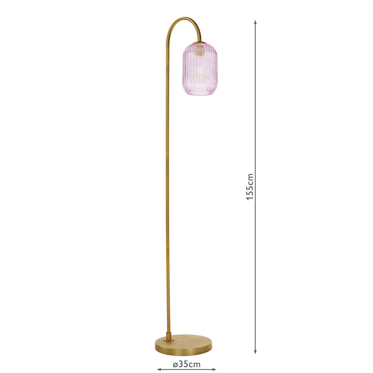 Dar Idra Floor Lamp Aged Bronze and Pink Ribbed Glass – from Amos Lighting + Home