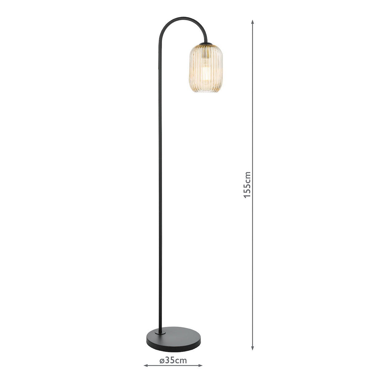 Dar Idra Floor Lamp Matt Black and Champagne Ribbed Glass – from Amos Lighting + Home