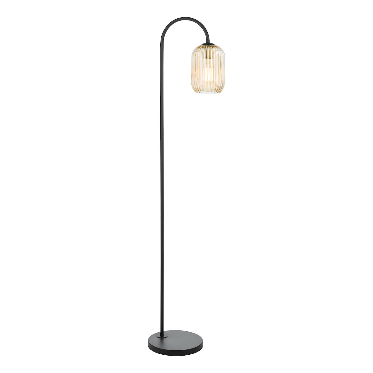 Dar Idra Floor Lamp Matt Black and Champagne Ribbed Glass – from Amos Lighting + Home
