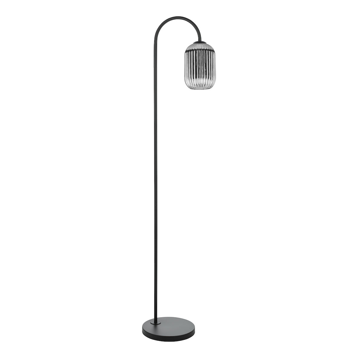 Dar Idra Floor Lamp Matt Black and Smoked Ribbed Glass – from Amos Lighting + Home