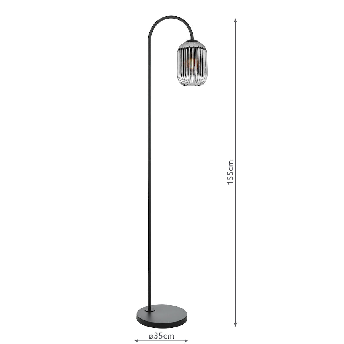 Dar Idra Floor Lamp Matt Black and Smoked Ribbed Glass – from Amos Lighting + Home