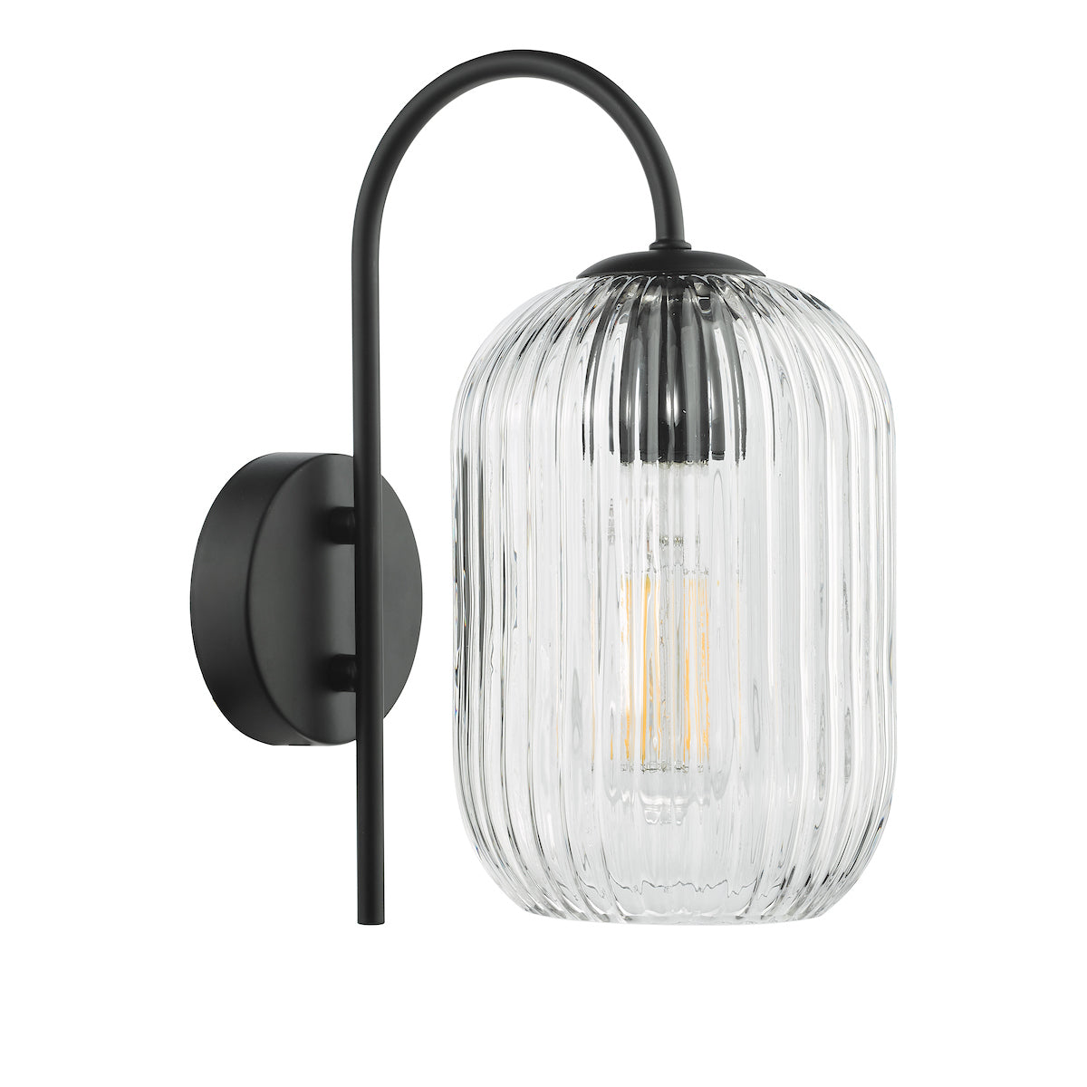 Dar Idra Wall Light Matt Black and Ribbed Glass – from Amos Lighting + Home