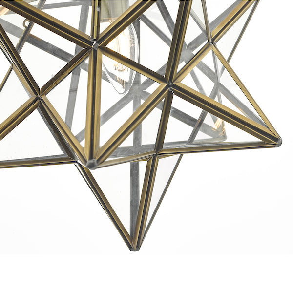 Dar Ilario Large Star Pendant Antique Brass & Glass – from Amos Lighting + Home