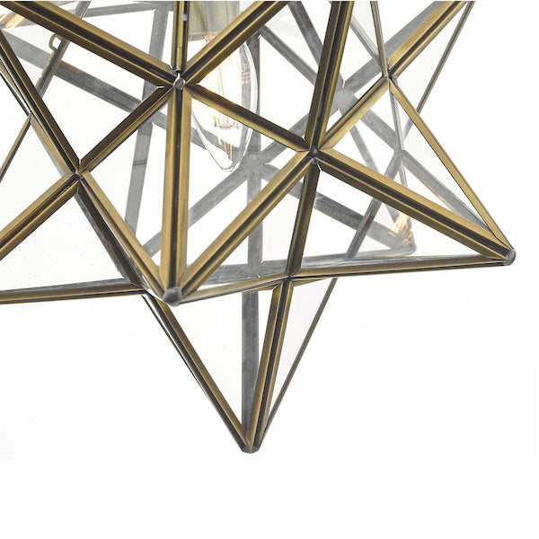 Dar Ilario Large Star Pendant Antique Brass & Glass – from Amos Lighting + Home