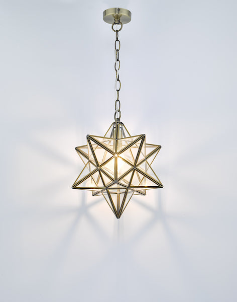 Dar Ilario Large Star Pendant Antique Brass & Glass – from Amos Lighting + Home