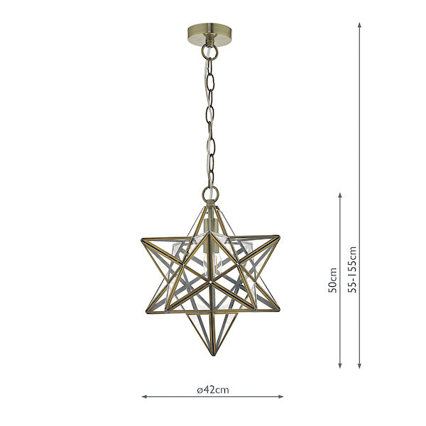 Dar Ilario Large Star Pendant Antique Brass & Glass – from Amos Lighting + Home