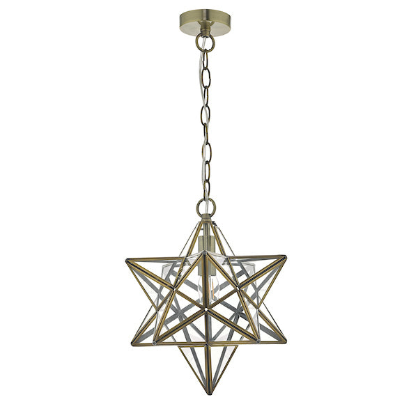 Dar Ilario Large Star Pendant Antique Brass & Glass – from Amos Lighting + Home