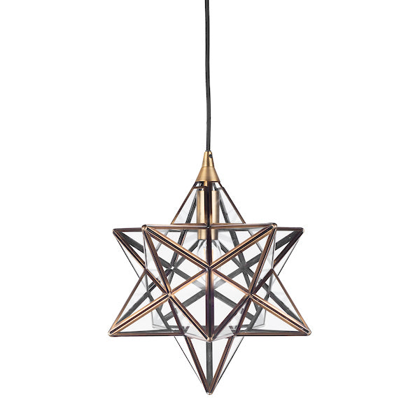 Dar Ilario Small Star Pendant Antique Brass & Glass – from Amos Lighting + Home