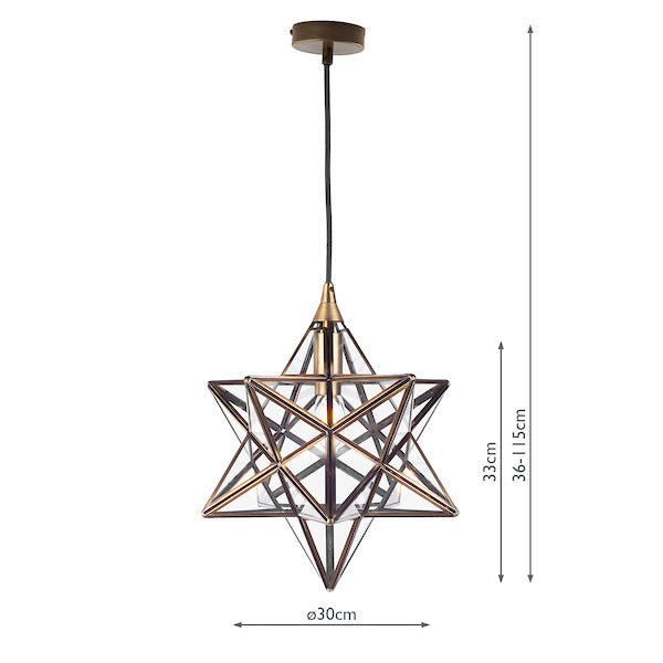 Dar Ilario Small Star Pendant Antique Brass & Glass – from Amos Lighting + Home