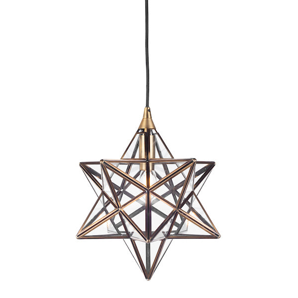 Dar Ilario Small Star Pendant Antique Brass & Glass – from Amos Lighting + Home