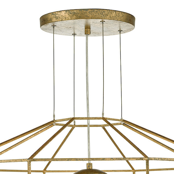 Dar Izmir Hexagonal Old Gold Frame Chandelier Pendant Opal Glass – from Amos Lighting + Home