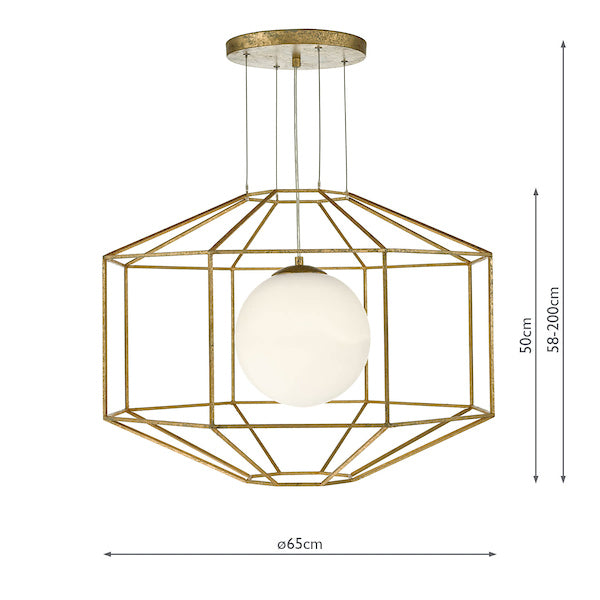 Dar Izmir Hexagonal Old Gold Frame Chandelier Pendant Opal Glass – from Amos Lighting + Home