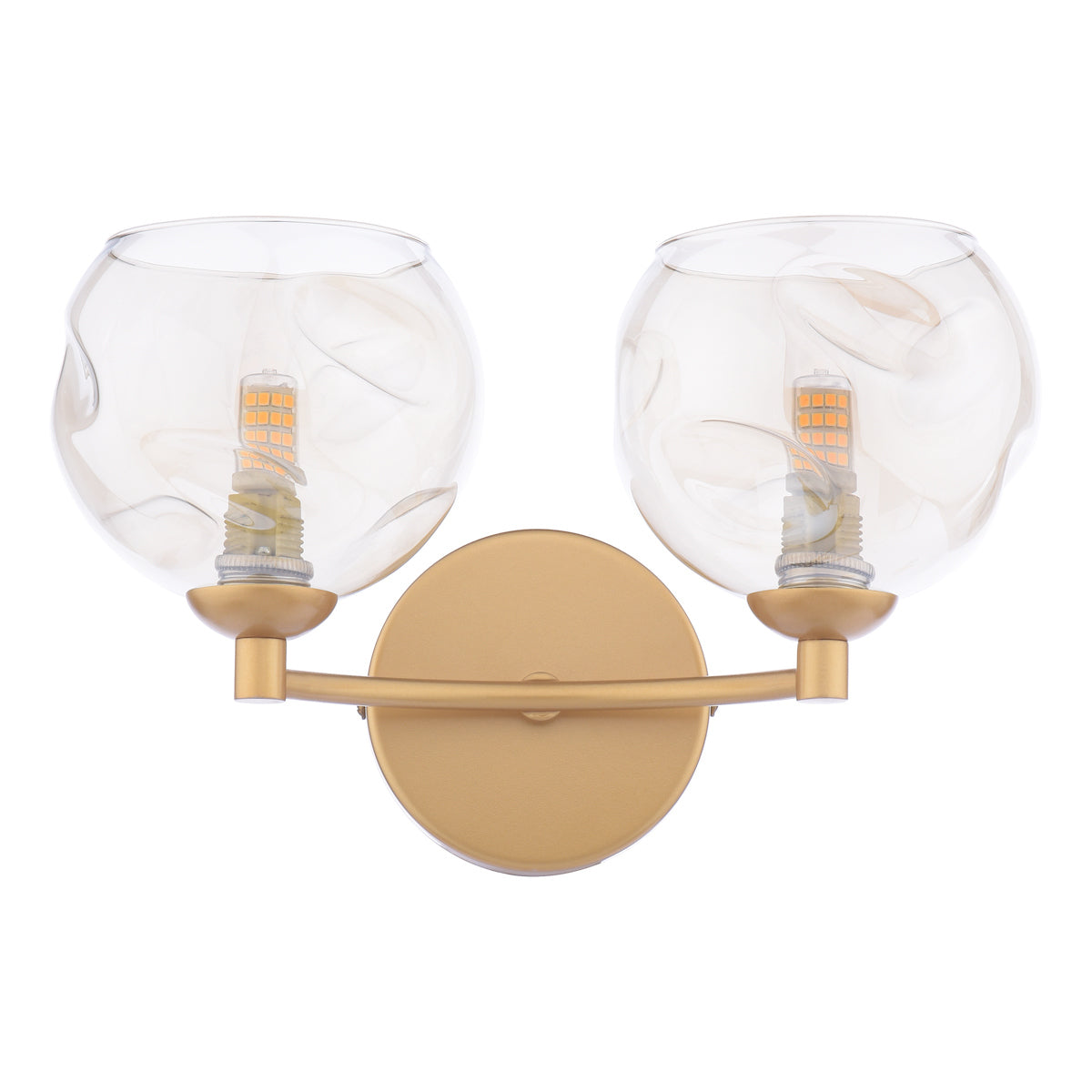 Dar Izzy 2 Light Wall Light Polished Gold & Champagne Dimpled Glass – from Amos Lighting + Home