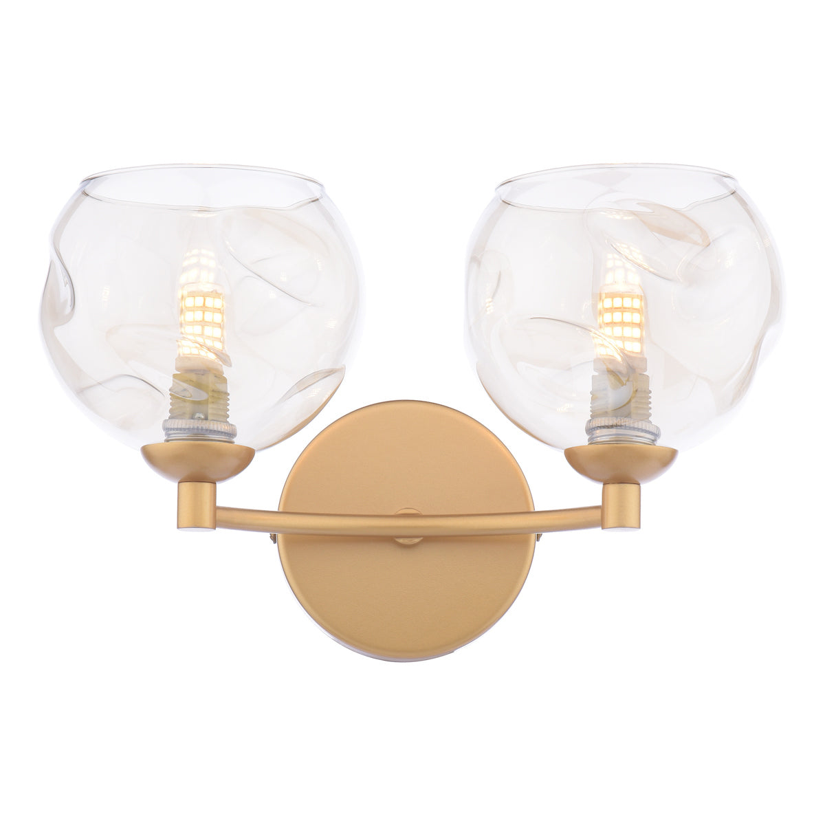 Dar Izzy 2 Light Wall Light Polished Gold & Champagne Dimpled Glass – from Amos Lighting + Home