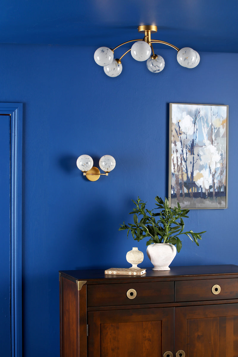 Dar Izzy 2 Light Wall Light Polished Gold & Confetti Glass – from Amos Lighting + Home