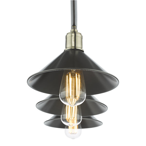 Dar Jalen 3 Bar Pendant Graphite & Antique Brass – from Amos Lighting + Home