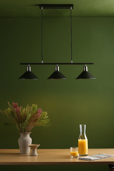Dar Jalen 3 Bar Pendant Graphite & Antique Brass – from Amos Lighting + Home