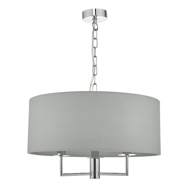 Dar Jamelia 3lt Pendant Chandelier Polished Chrome & Grey – from Amos Lighting + Home
