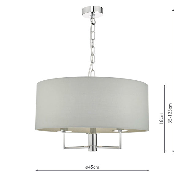 Dar Jamelia 3lt Pendant Chandelier Polished Chrome & Grey – from Amos Lighting + Home