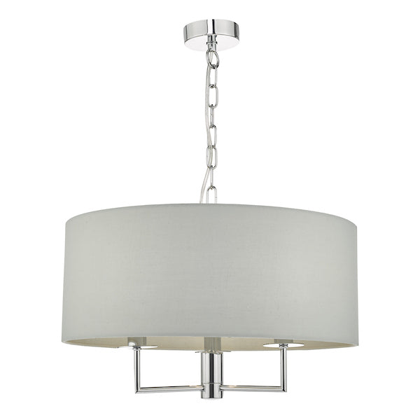 Dar Jamelia 3lt Pendant Chandelier Polished Chrome & Grey – from Amos Lighting + Home