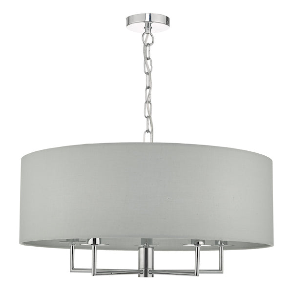 Dar Jamelia 5lt Pendant Chandelier Polished Chrome & Grey – from Amos Lighting + Home