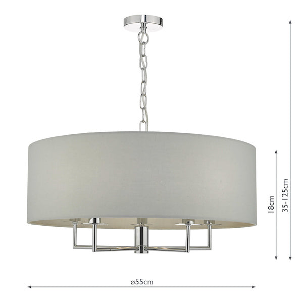 Dar Jamelia 5lt Pendant Chandelier Polished Chrome & Grey – from Amos Lighting + Home