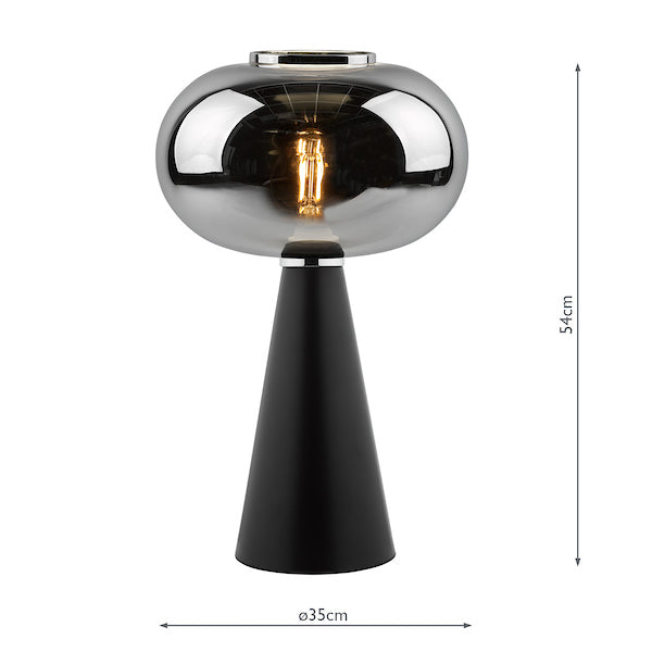 Dar Jensen Table Lamp with Smoked Glass Shade – from Amos Lighting + Home