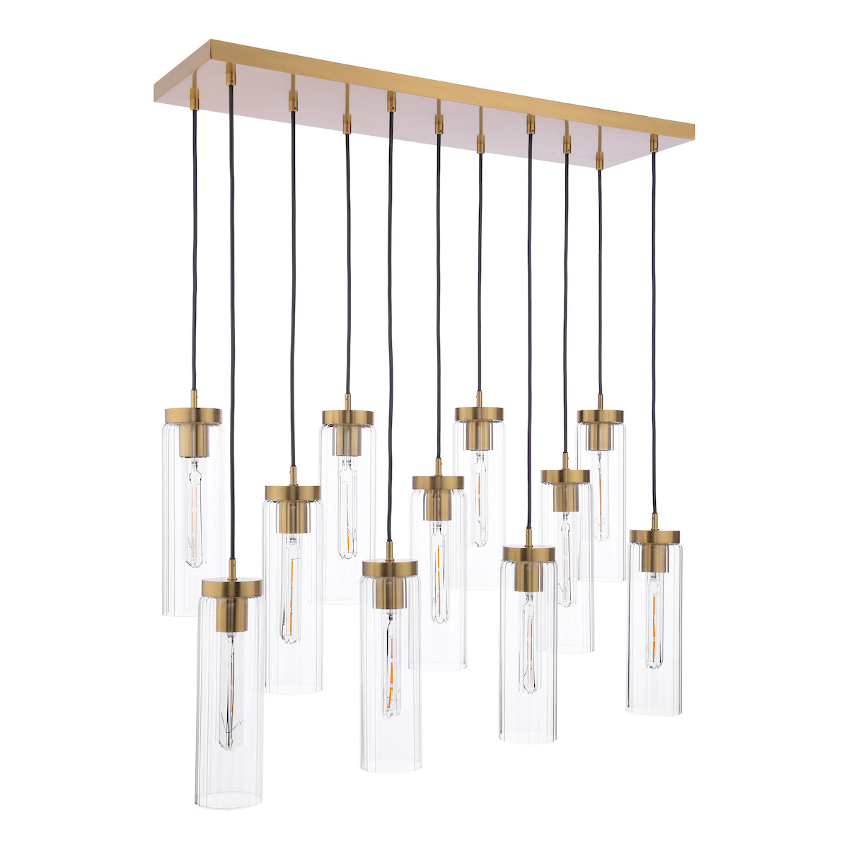 Dar Jodelle 11 Light Bar Pendant Polished Bronze and Glass – from Amos Lighting + Home