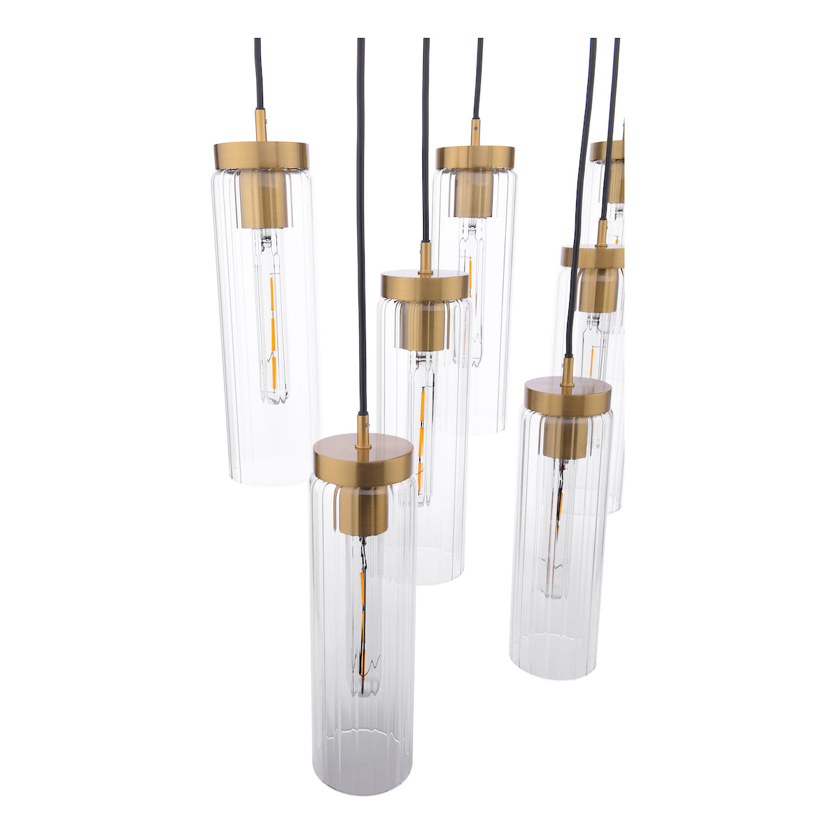 Dar Jodelle 11 Light Bar Pendant Polished Bronze and Glass – from Amos Lighting + Home