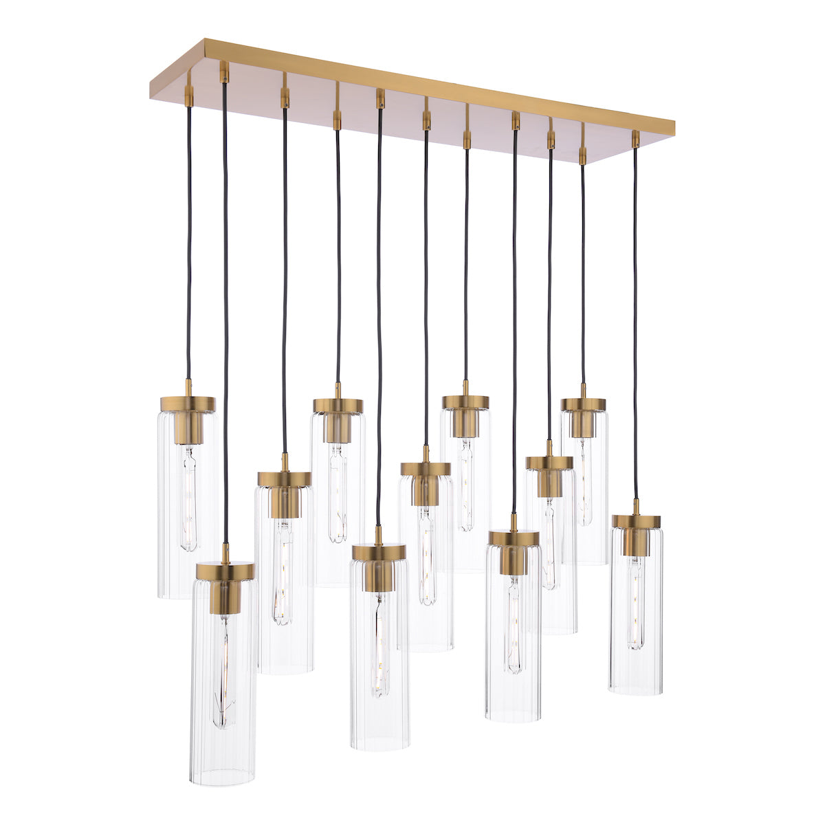 Dar Jodelle 11 Light Bar Pendant Polished Bronze and Glass – from Amos Lighting + Home