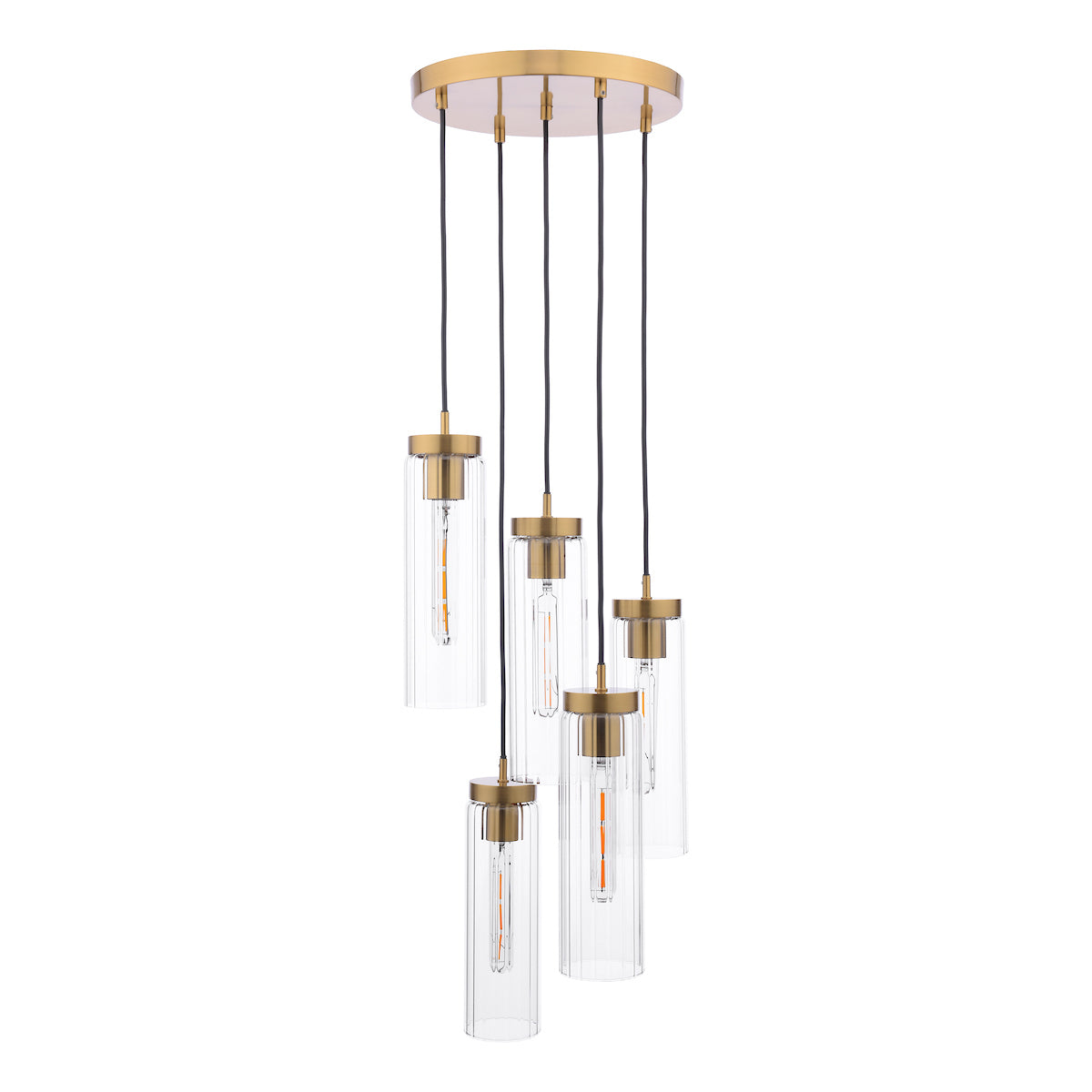 Dar Jodelle 5 Light Cluster Pendant Polished Bronze and Glass – from Amos Lighting + Home