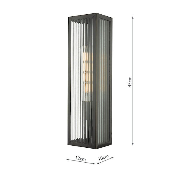 Dar Keegan Wall Light, Ribbed Bronze Large IP44 – from Amos Lighting + Home
