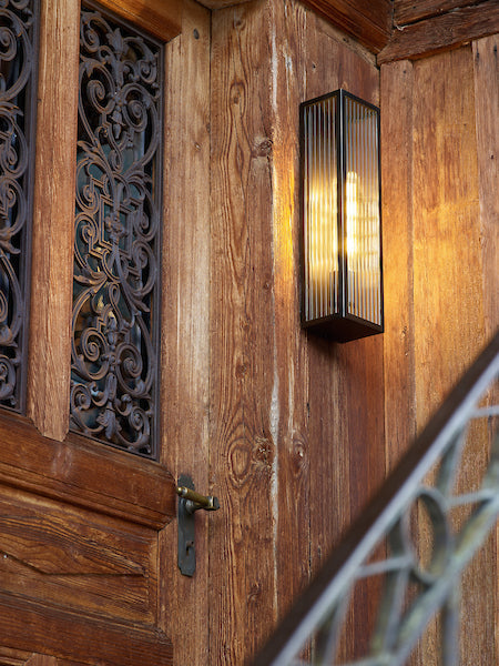 Dar Keegan Wall Light, Ribbed Bronze Large IP44 – from Amos Lighting + Home