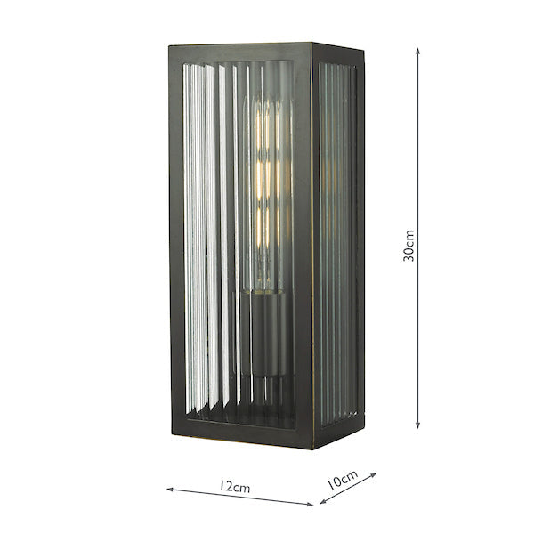 Dar Keegan Wall Light, Ribbed Bronze Small IP44 – from Amos Lighting + Home