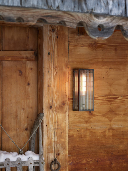 Dar Keegan Wall Light, Ribbed Bronze Small IP44 – from Amos Lighting + Home