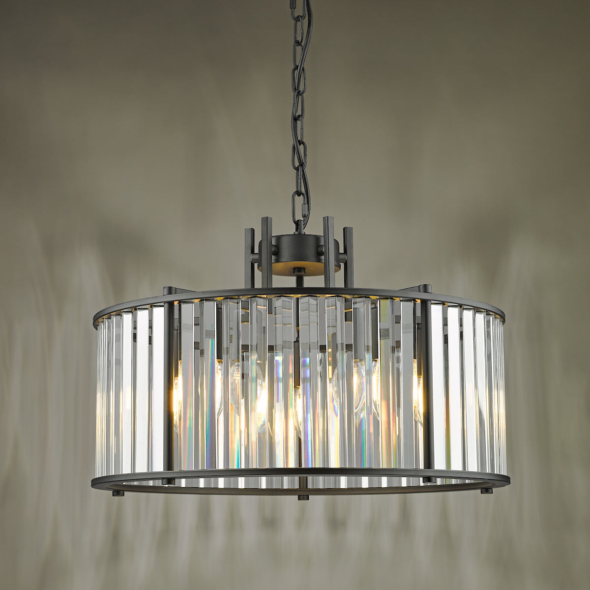 Dar Kiran 5 Light Pendant Satin Black and Glass – from Amos Lighting + Home