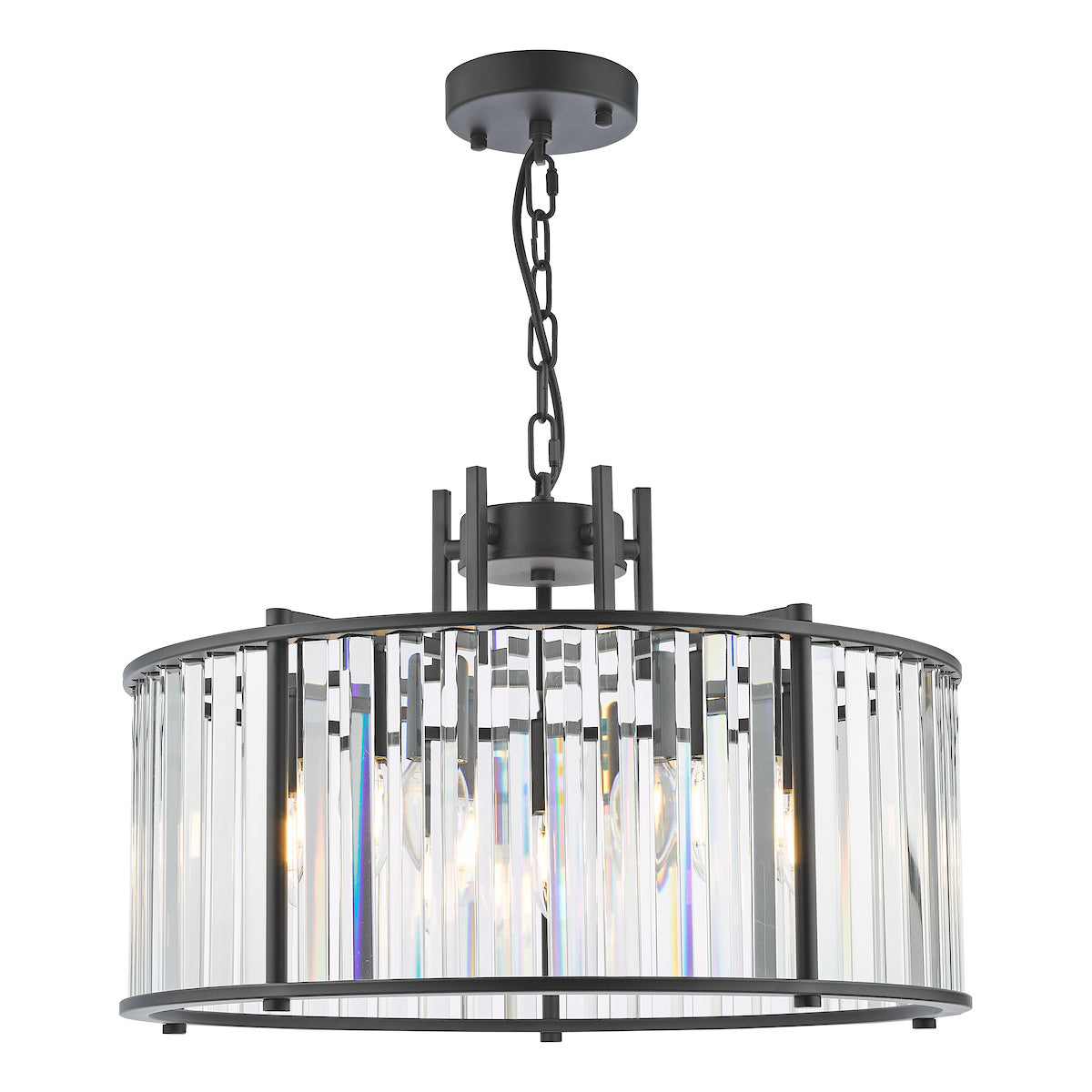 Dar Kiran 5 Light Pendant Satin Black and Glass – from Amos Lighting + Home