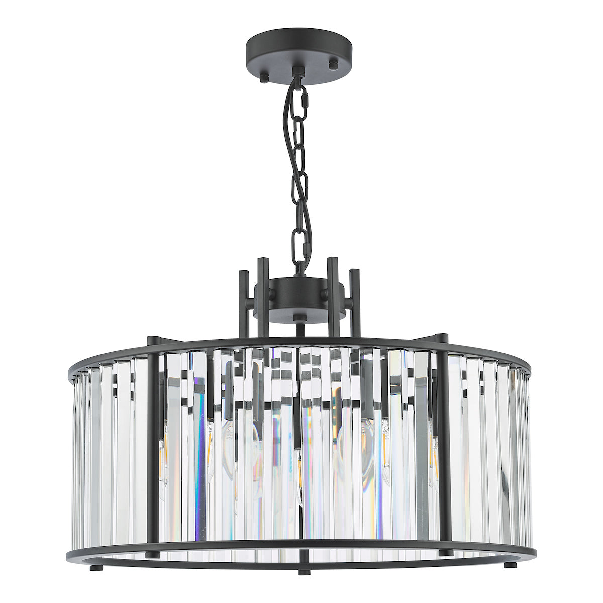 Dar Kiran 5 Light Pendant Satin Black and Glass – from Amos Lighting + Home