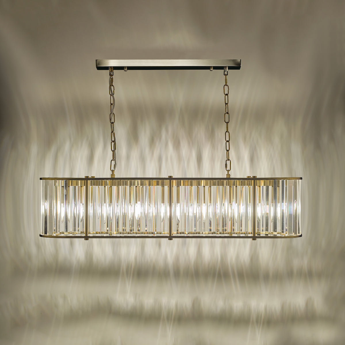 Dar Kiran 7 Light Bar Pendant Natural Brass and Glass – from Amos Lighting + Home